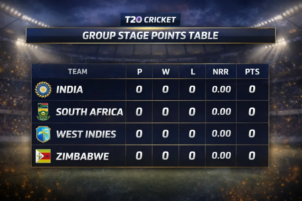 T20 World Cup 2026 Super 8 Points Table