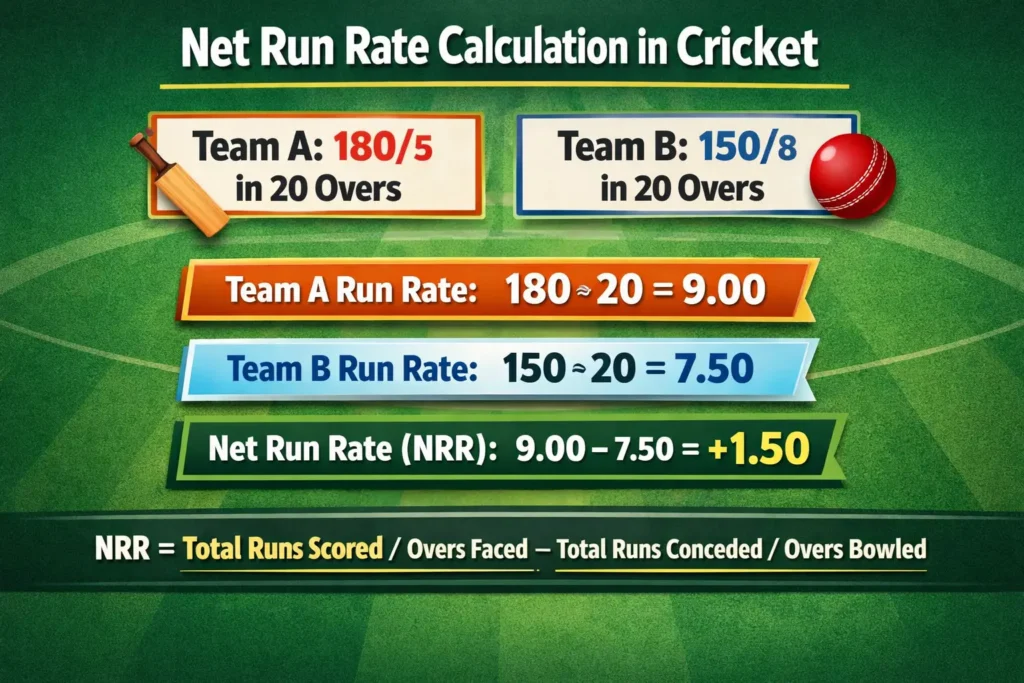 Net Run Rate calculation example in cricket