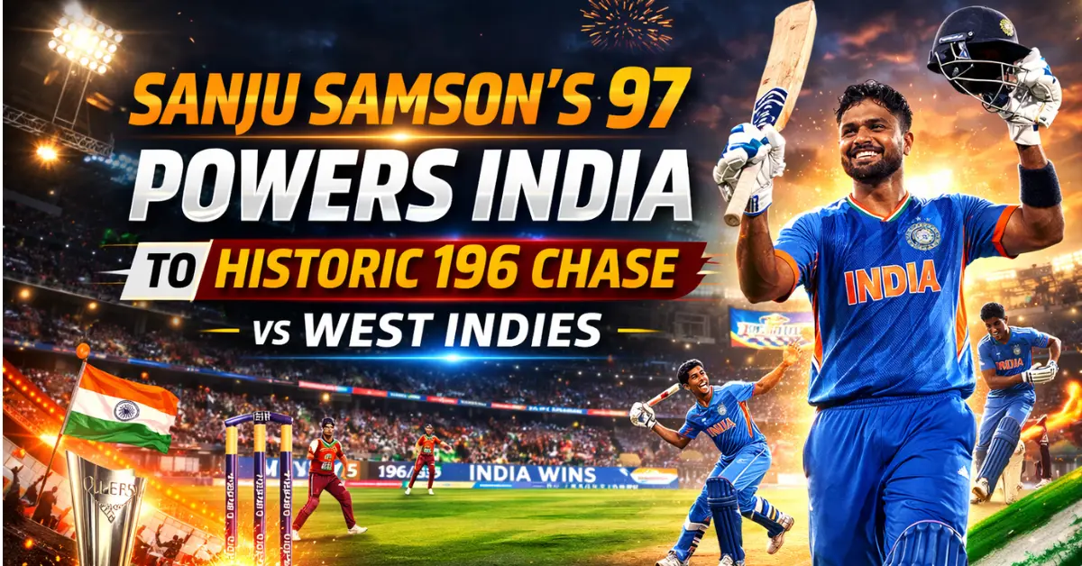 Sanju Samson’s 97 Powers India to Record 196 Chase vs West Indies